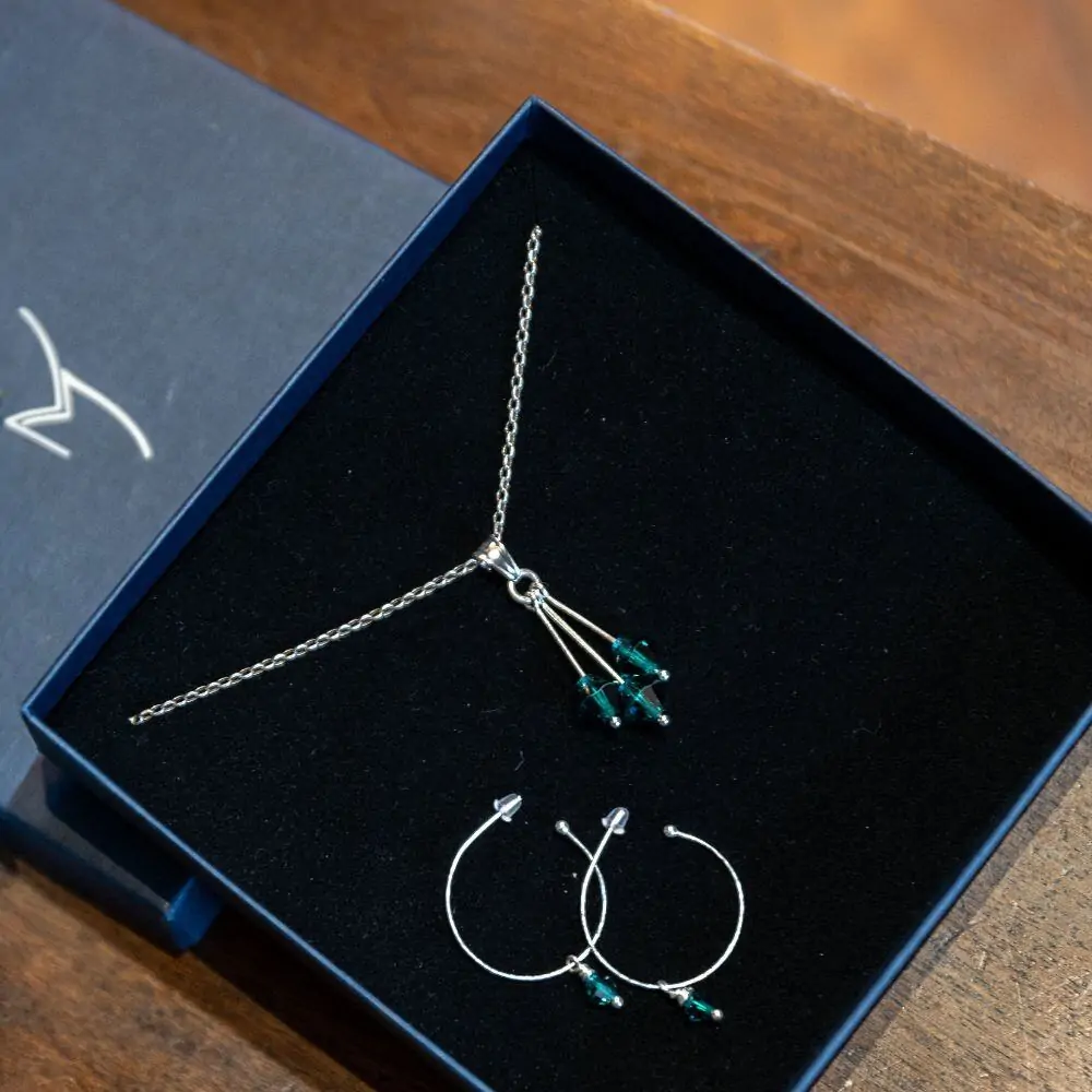 Boucles CRISTAL – Argent et perles interchangeables en cristal de Bohême – Image 3