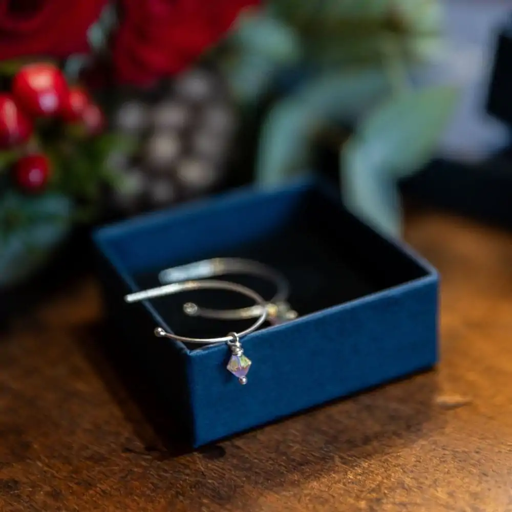 Paire de perles transparentes en cristal de Bohême